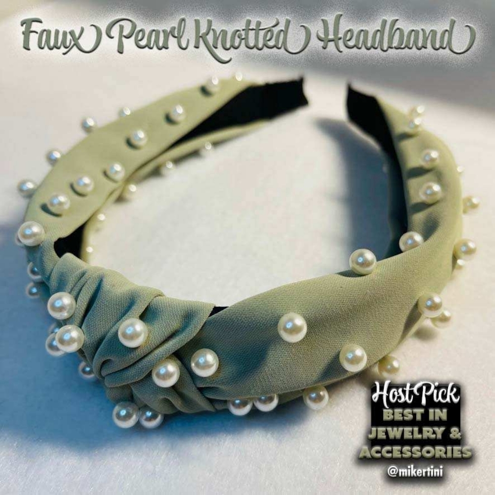 Faux Pearl Sage Knotted Headband 🎉HOST PICK🎉